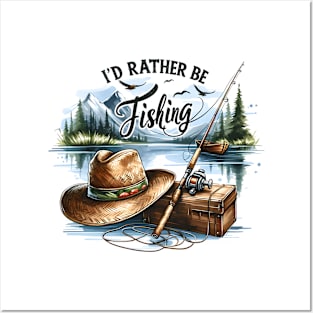 I'd rather be fishing Funny Quote Hilarious Sayings Humor Gift Posters and Art